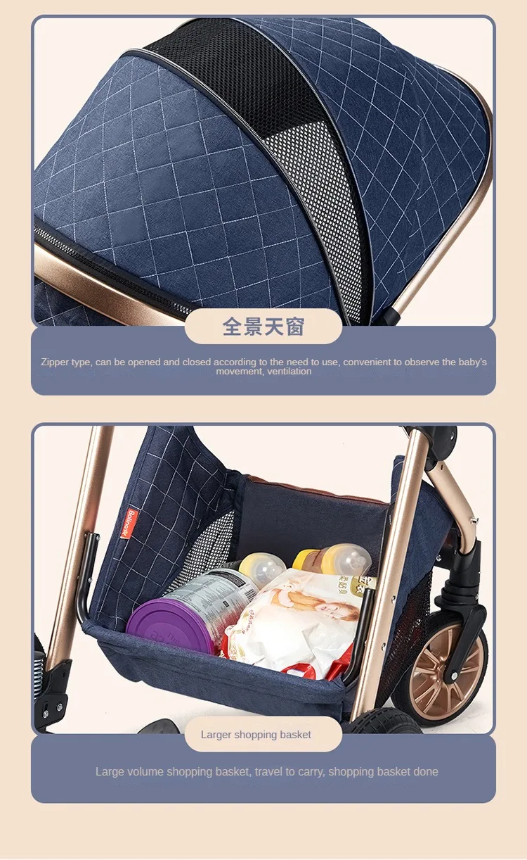 2025 New baby stroller High landscape 3 in 1 baby carriage Luxury Pushchair Baby Cradel Infant Carrier kinderwagen car 2in1
