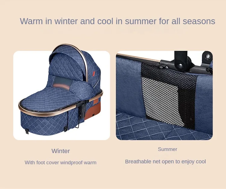 2025 New baby stroller High landscape 3 in 1 baby carriage Luxury Pushchair Baby Cradel Infant Carrier kinderwagen car 2in1