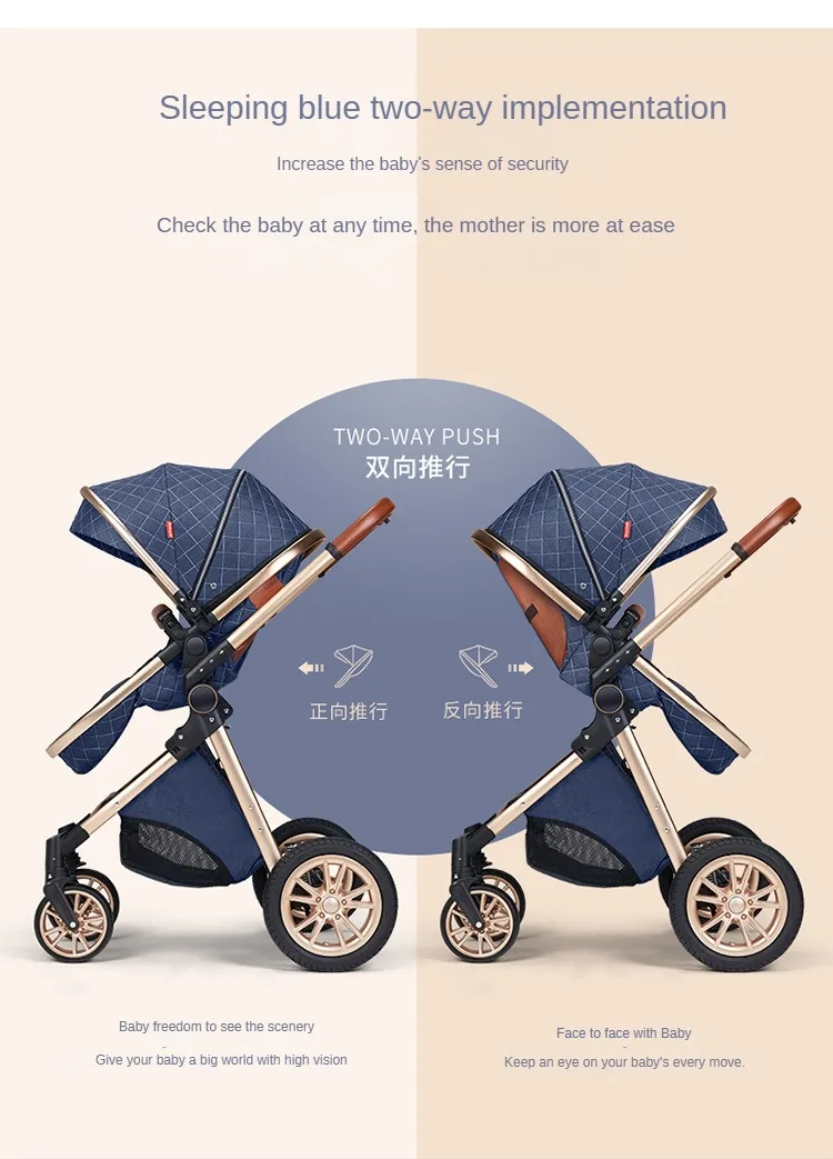 2025 New baby stroller High landscape 3 in 1 baby carriage Luxury Pushchair Baby Cradel Infant Carrier kinderwagen car 2in1