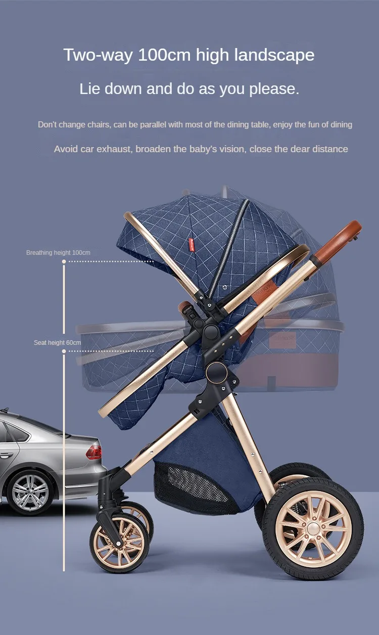 2025 New baby stroller High landscape 3 in 1 baby carriage Luxury Pushchair Baby Cradel Infant Carrier kinderwagen car 2in1