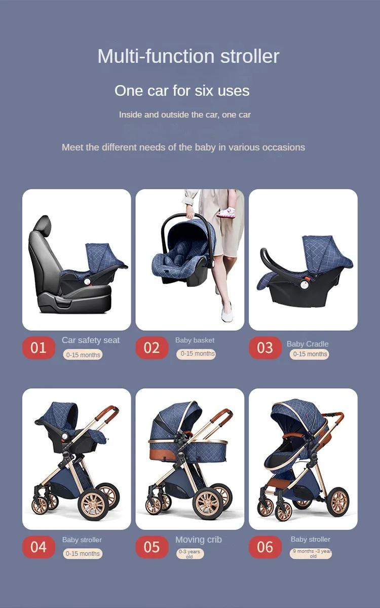 2025 New baby stroller High landscape 3 in 1 baby carriage Luxury Pushchair Baby Cradel Infant Carrier kinderwagen car 2in1