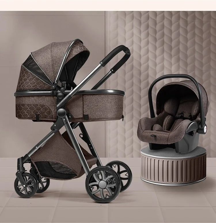 2025 New baby stroller High landscape 3 in 1 baby carriage Luxury Pushchair Baby Cradel Infant Carrier kinderwagen car 2in1