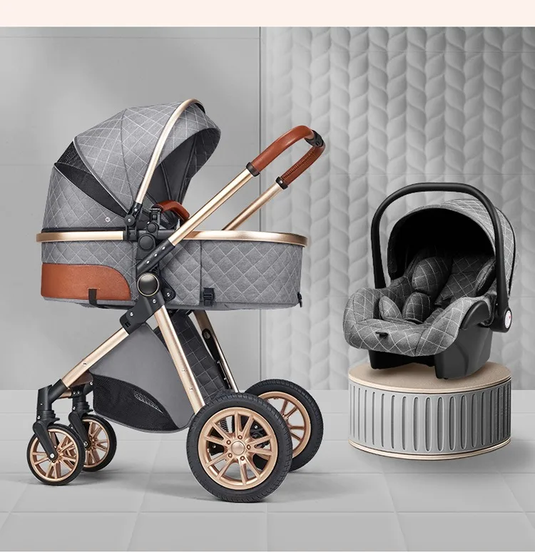 2025 New baby stroller High landscape 3 in 1 baby carriage Luxury Pushchair Baby Cradel Infant Carrier kinderwagen car 2in1