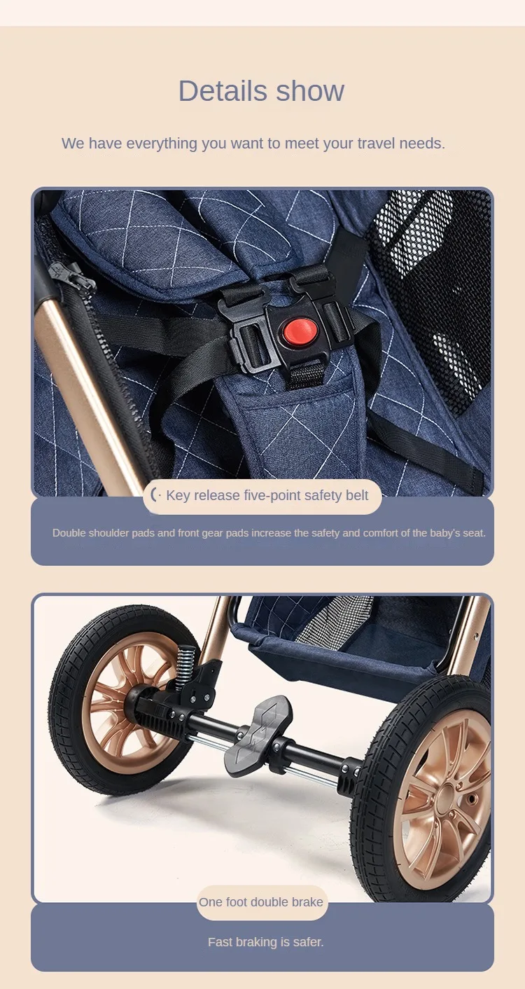 2025 New baby stroller High landscape 3 in 1 baby carriage Luxury Pushchair Baby Cradel Infant Carrier kinderwagen car 2in1