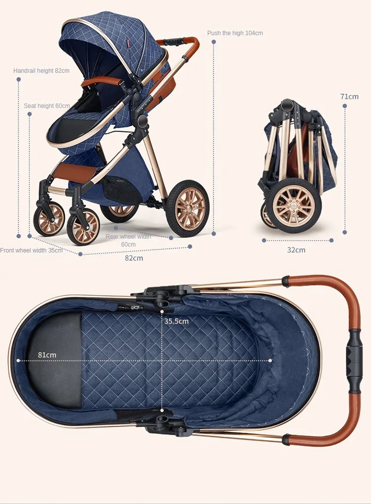2025 New baby stroller High landscape 3 in 1 baby carriage Luxury Pushchair Baby Cradel Infant Carrier kinderwagen car 2in1
