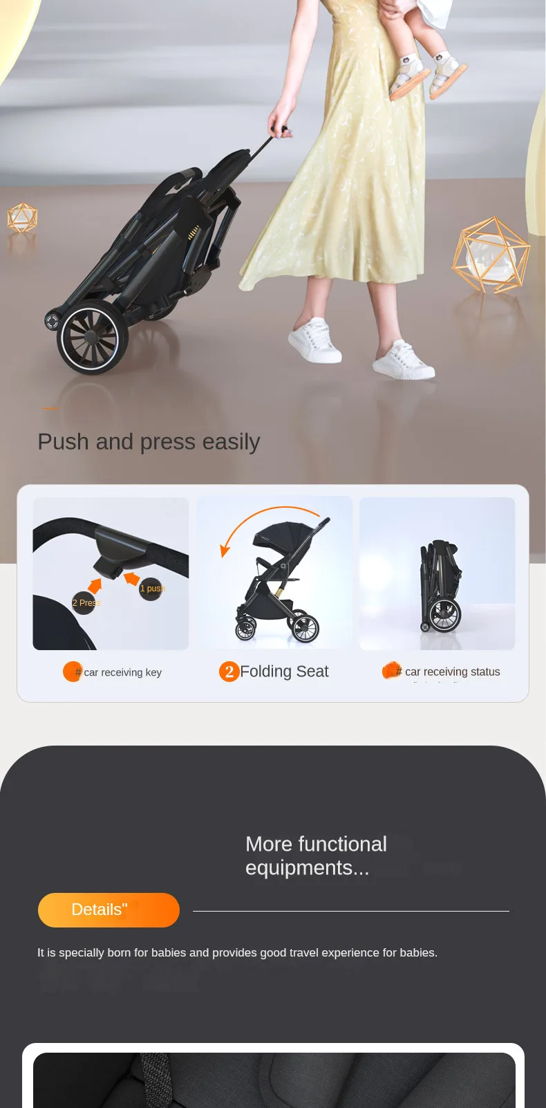 Lightweight baby stroller baby stroller 0 to 3 years Baby stroller with baby comfort Sit and lie multiple child stroller