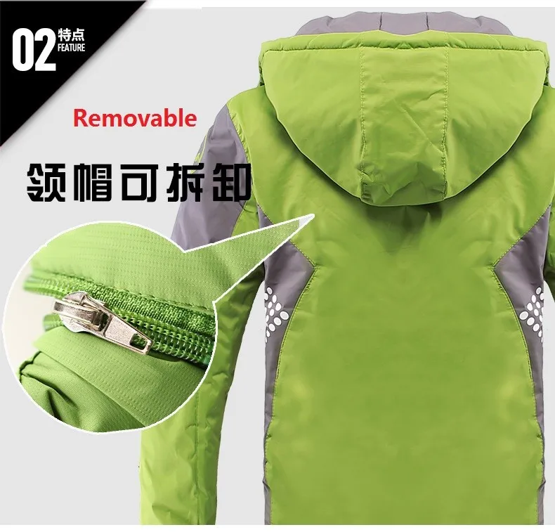 Winter Warm Fleece Padded Thick Child Coat Waterproof Contrast Detachable Hood Zipper Girls Boys Jackets Kids Outfits 3-12 Years