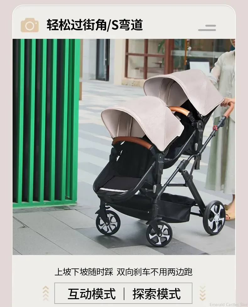 EU STOCK NEW Twins Baby Stroller Can Sit and Lie Double Stroller Shock Absorber Foldable Child Stroller FreeShipping Foldable