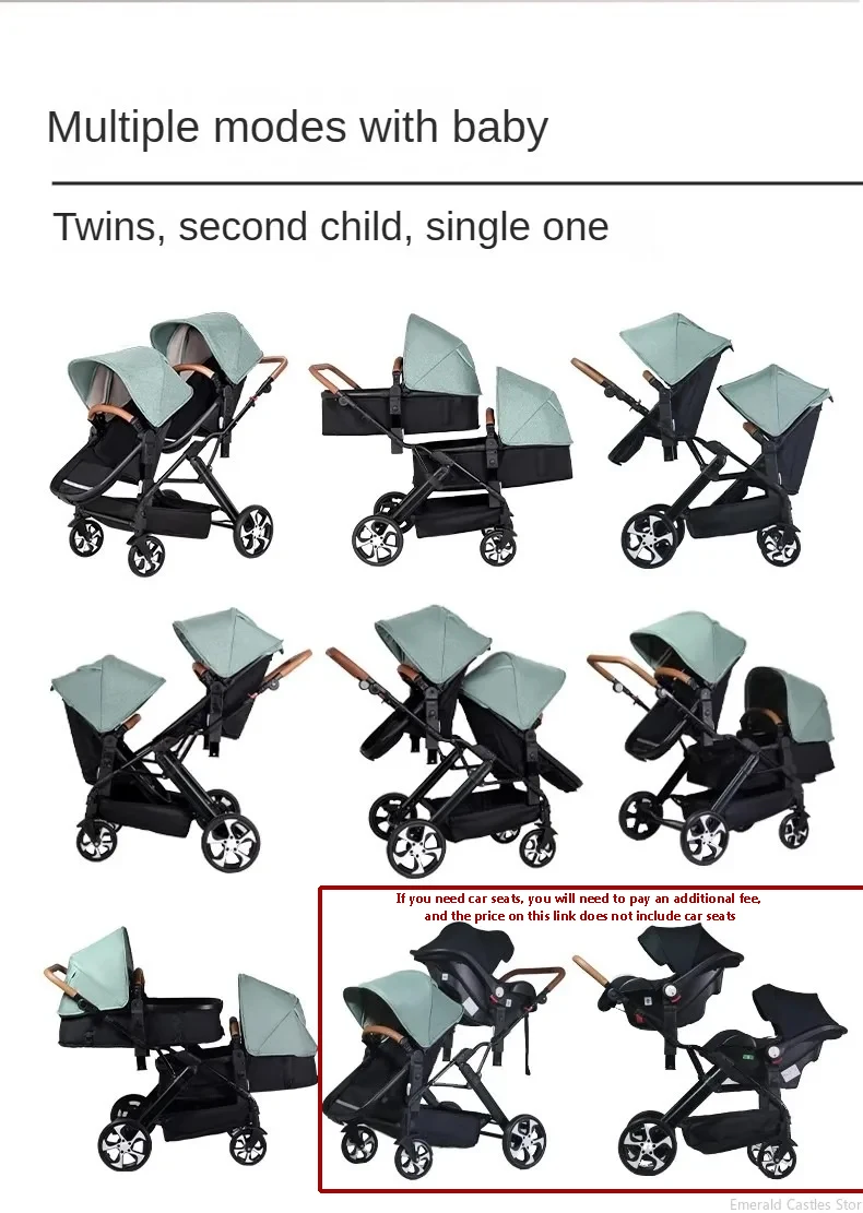 EU STOCK NEW Twins Baby Stroller Can Sit and Lie Double Stroller Shock Absorber Foldable Child Stroller FreeShipping Foldable