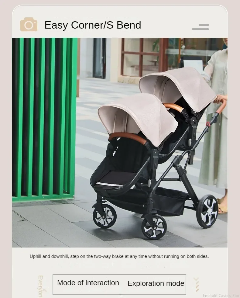 EU STOCK NEW Twins Baby Stroller Can Sit and Lie Double Stroller Shock Absorber Foldable Child Stroller FreeShipping Foldable
