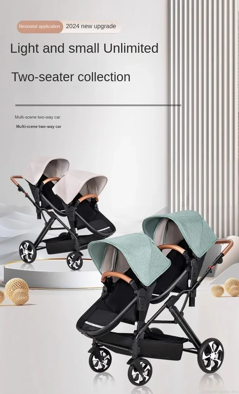 EU STOCK NEW Twins Baby Stroller Can Sit and Lie Double Stroller Shock Absorber Foldable Child Stroller FreeShipping Foldable