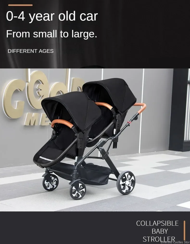 EU STOCK NEW Twins Baby Stroller Can Sit and Lie Double Stroller Shock Absorber Foldable Child Stroller FreeShipping Foldable
