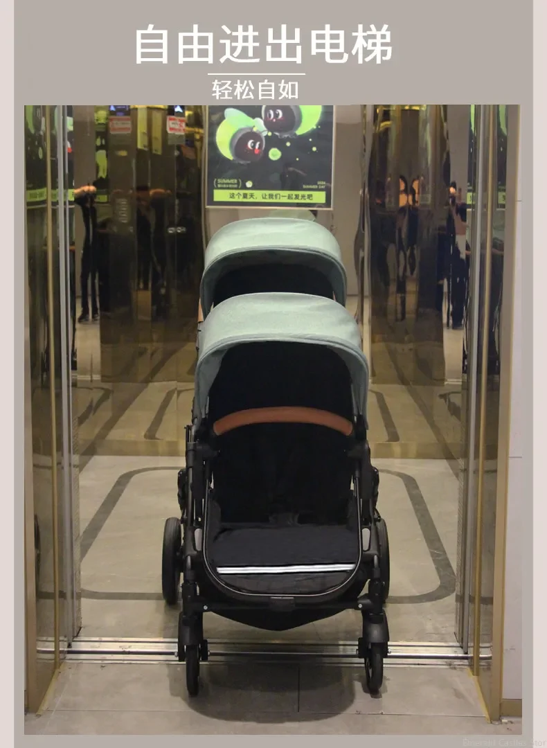 EU STOCK NEW Twins Baby Stroller Can Sit and Lie Double Stroller Shock Absorber Foldable Child Stroller FreeShipping Foldable