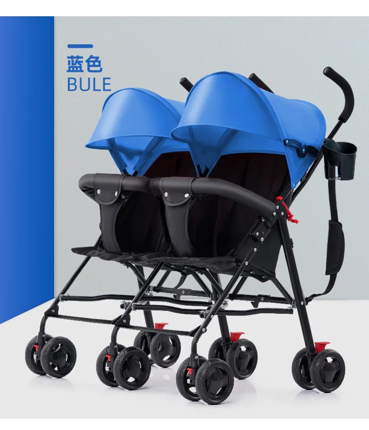 Twin Baby Stroller Lightweight Double Folding Stroller Foldable, Five-point Safety Belt, Safe and Stable