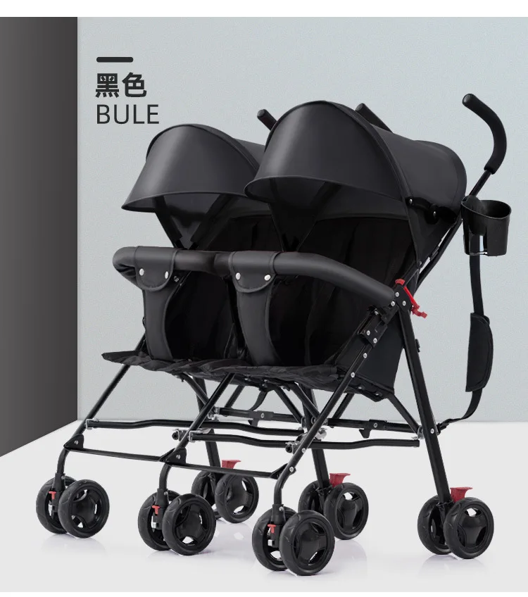 Twin Baby Stroller Lightweight Double Folding Stroller Foldable, Five-point Safety Belt, Safe and Stable