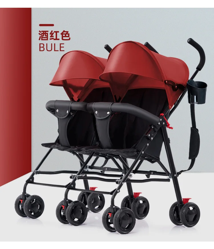 Twin Baby Stroller Lightweight Double Folding Stroller Foldable, Five-point Safety Belt, Safe and Stable