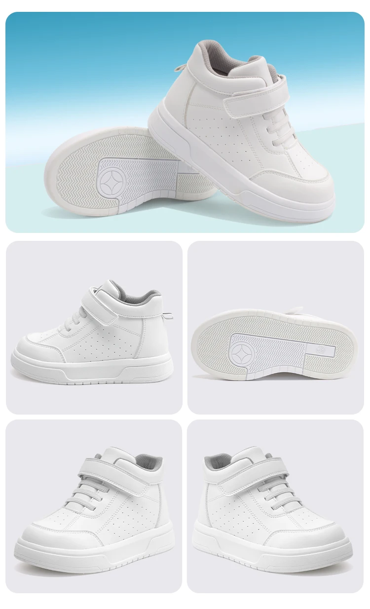 Princepard Kid Sneakers Orthopedic Boys Girls' Shoes High Back Ankle Support Children School Sporty White Casual Shoes