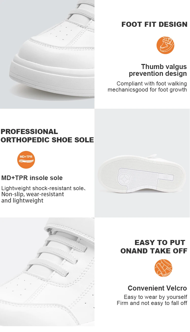 Princepard Kid Sneakers Orthopedic Boys Girls' Shoes High Back Ankle Support Children School Sporty White Casual Shoes