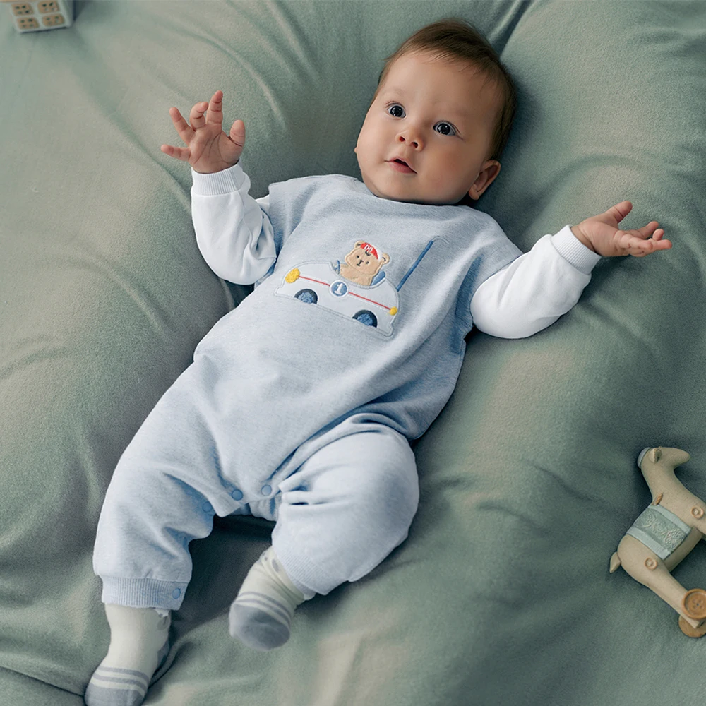 Dave Bella Baby Jumpsuit Boys Autumn Spring Romper Gentle Long Sleeve Cotton 3-24 Monthes Newborn Creeper DB3252953