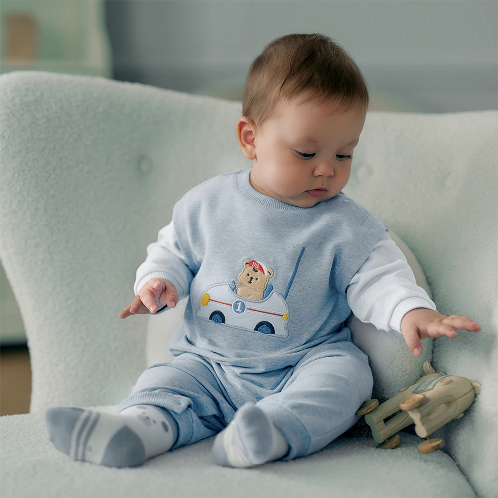 Dave Bella Baby Jumpsuit Boys Autumn Spring Romper Gentle Long Sleeve Cotton 3-24 Monthes Newborn Creeper DB3252953