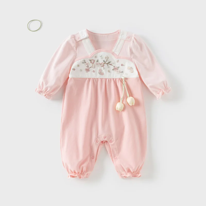 Dave Bella Newborn Baby Jumpsuit Creeper 2025 Spring Girl's Romper Casual Cotton Floral Comfortable Cute Sweet Gentle DB1250681
