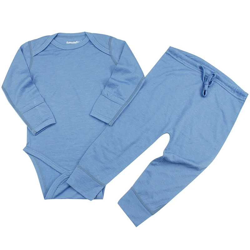 100% merino wool Baby kids Rompers base layer Jumpsuit with pants SET Boy&girls clothes High quality newborn ropa bebe Clothing