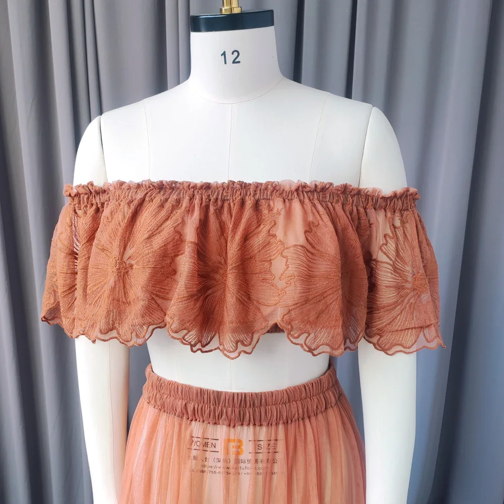 Boho Pregnant Dress Elegance 2 Piece Set Embroidered Mesh Lace Dress Baby Shower Dresses Photoshoot Photography Dress For Women