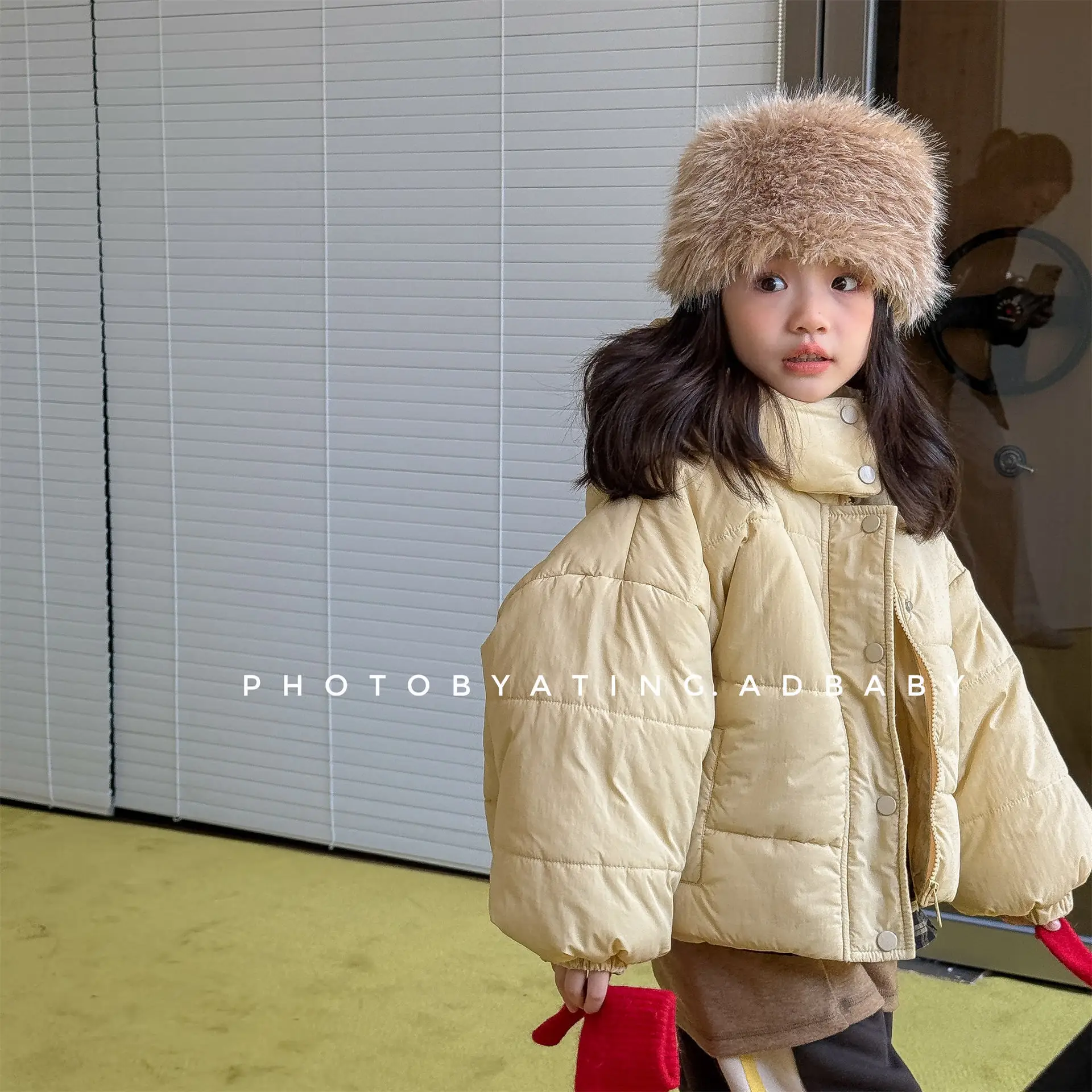 2025 Winter New Children Solid Down Jacket Boys Girls Long Sleeve Cotton Padded Jacket Kids Baby Thick Warm Hooded Coat