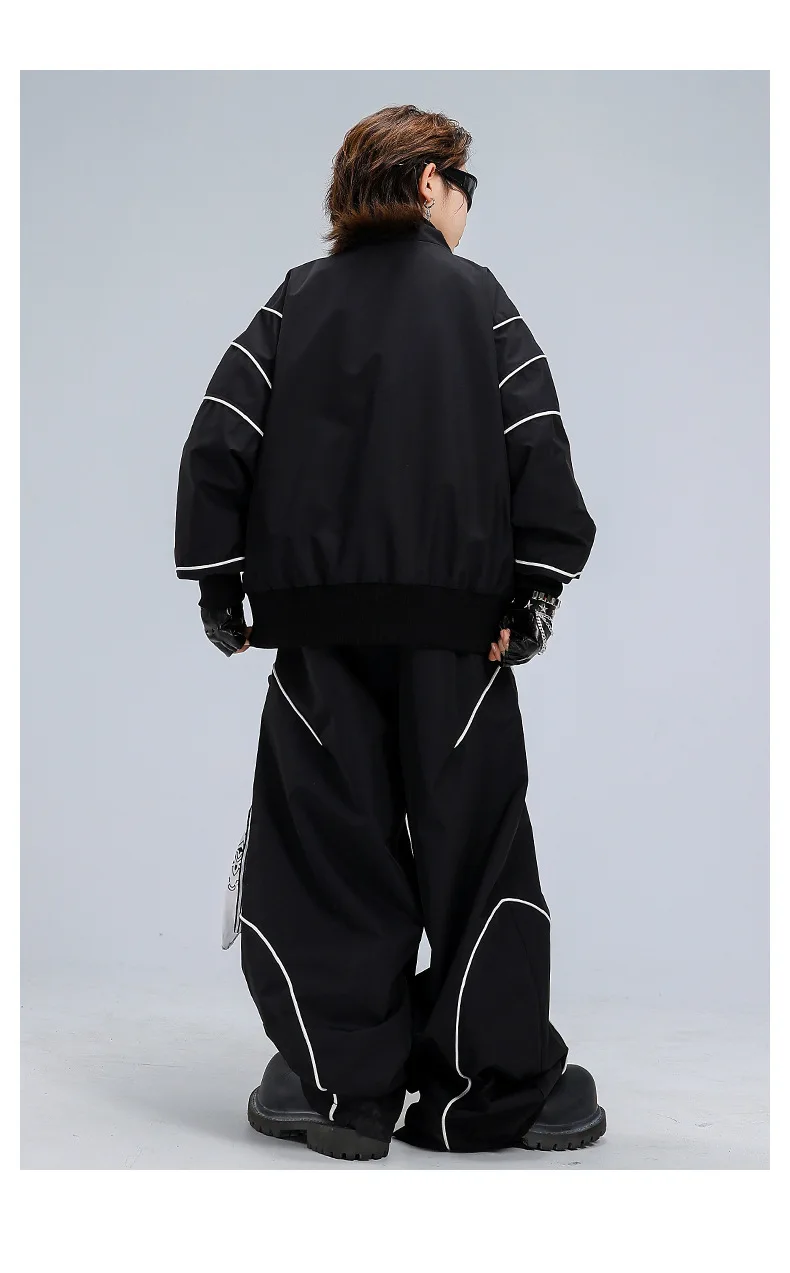4-18 girls boys black Hip Hop Jazz Street Dance costume Set Zipper jacket wide-leg pants High neck T-shirt child clothes outfits