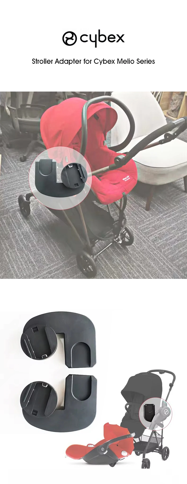 Buggy Adapter for Cybex Priam Mios Melio Eezy Balios S Aton Cloud Q/Z Baby Basket Kinderwagen Converter Stroller Accessories