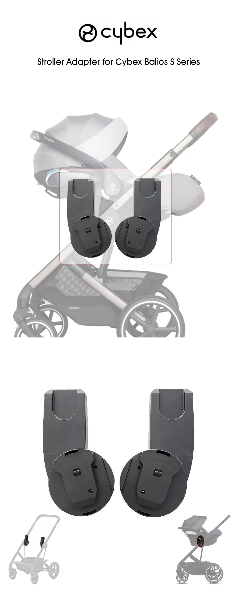 Buggy Adapter for Cybex Priam Mios Melio Eezy Balios S Aton Cloud Q/Z Baby Basket Kinderwagen Converter Stroller Accessories