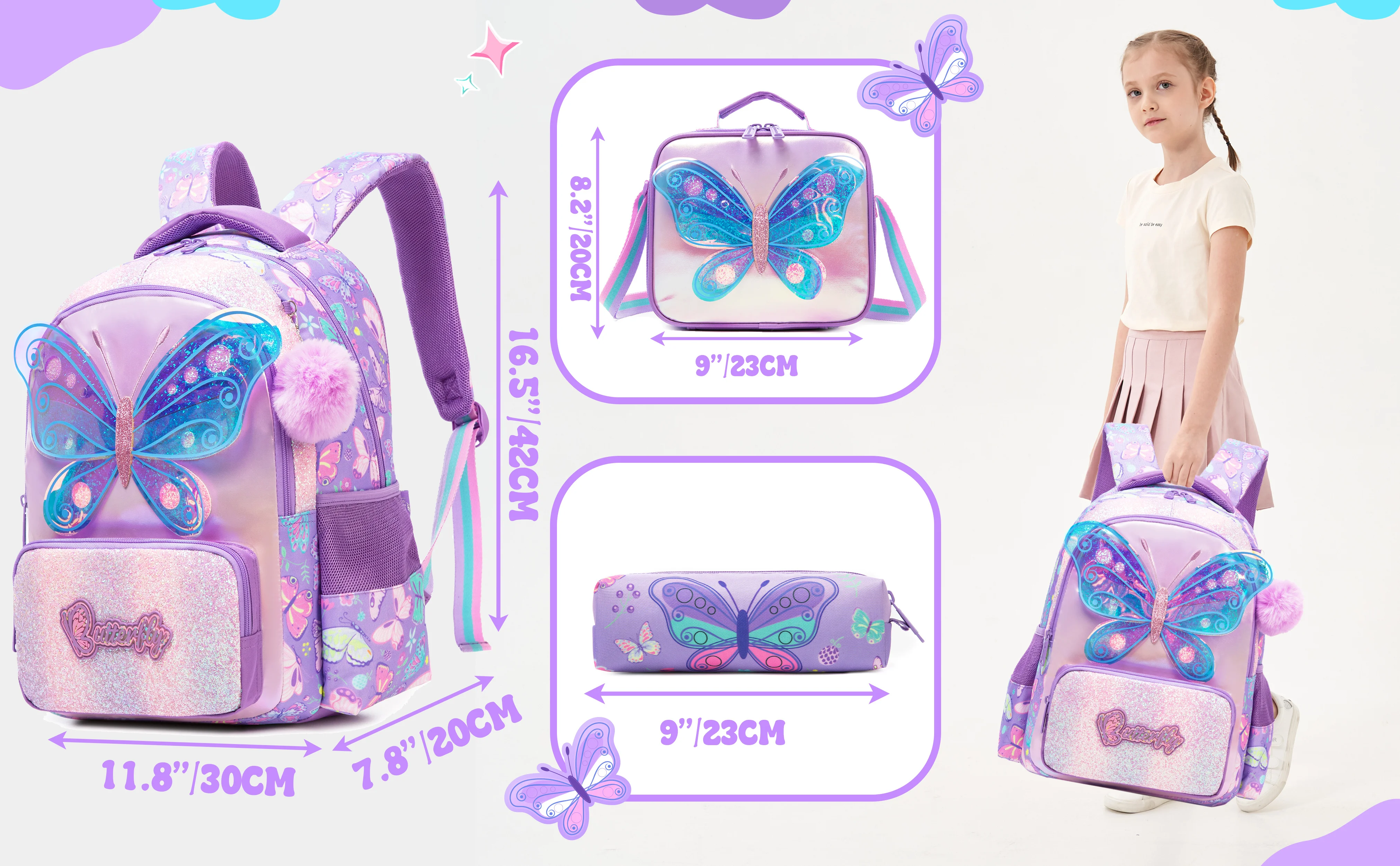 Kids School Backpacks for Girls Boys Backpack with Lunch Bag for Elmentary Students