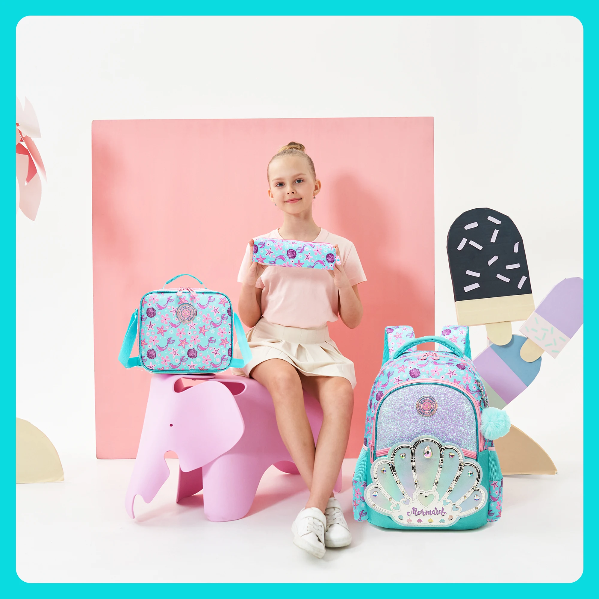 Kids School Backpacks for Girls Boys Backpack with Lunch Bag for Elmentary Students