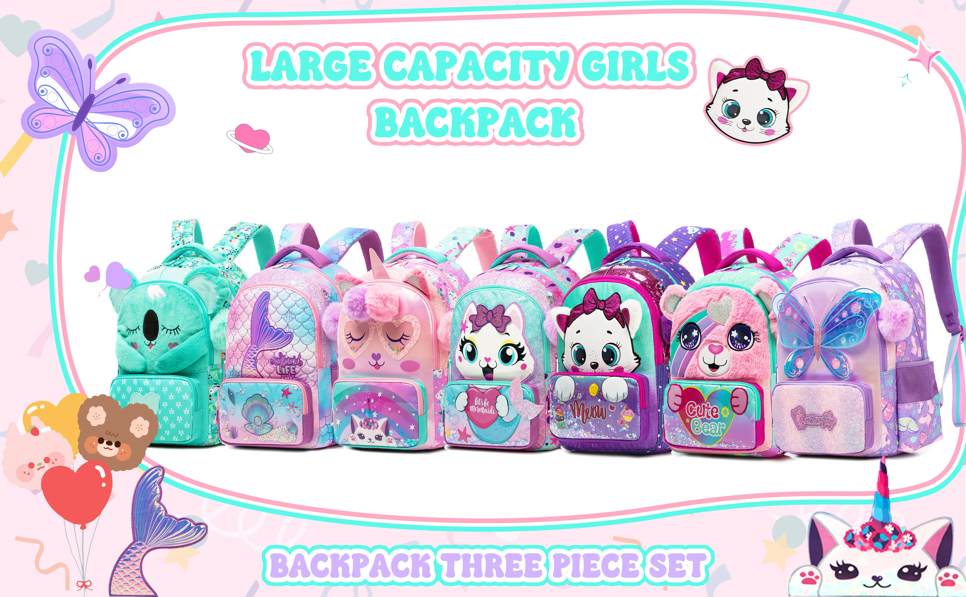 Kids School Backpacks for Girls Boys Backpack with Lunch Bag for Elmentary Students