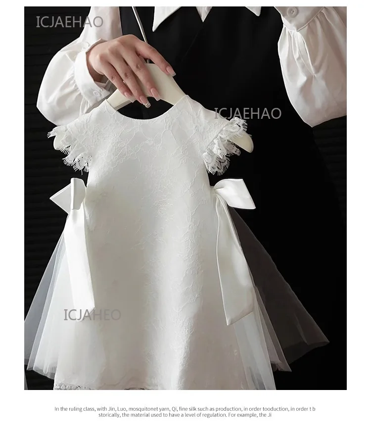Party Dresses Baby Girl Princess Lace Dress Birthday Children Clothes Bow Infant White Baptism Vestido Toddler Girls Wedding
