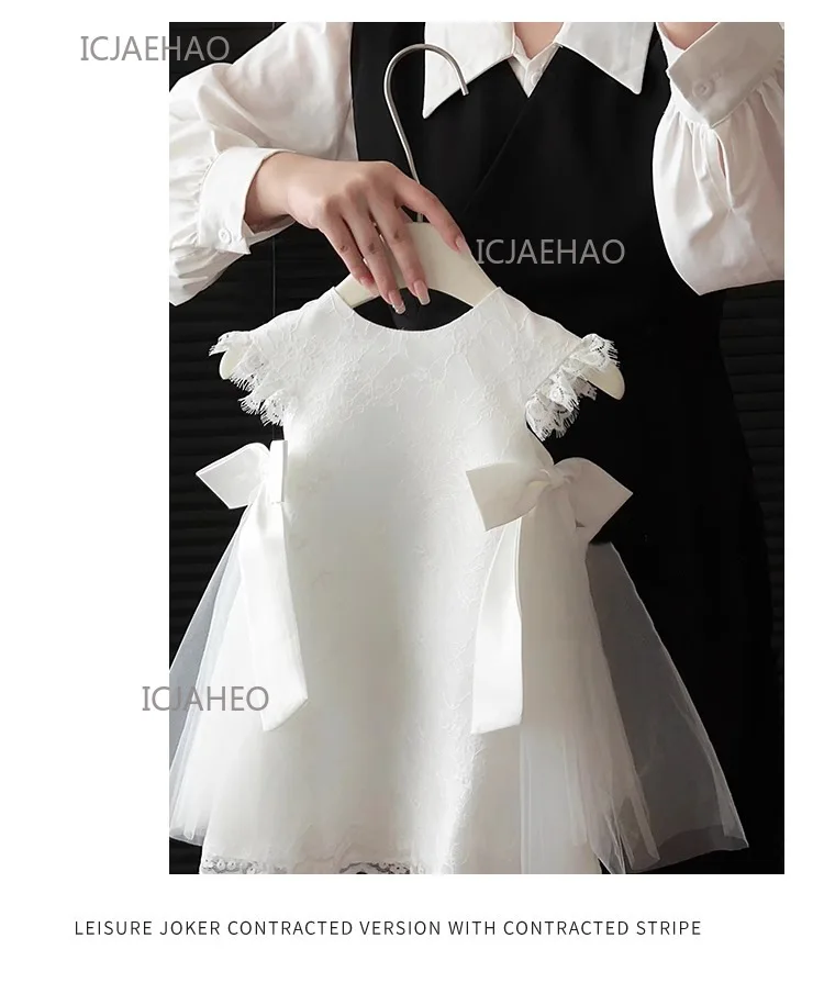 Party Dresses Baby Girl Princess Lace Dress Birthday Children Clothes Bow Infant White Baptism Vestido Toddler Girls Wedding