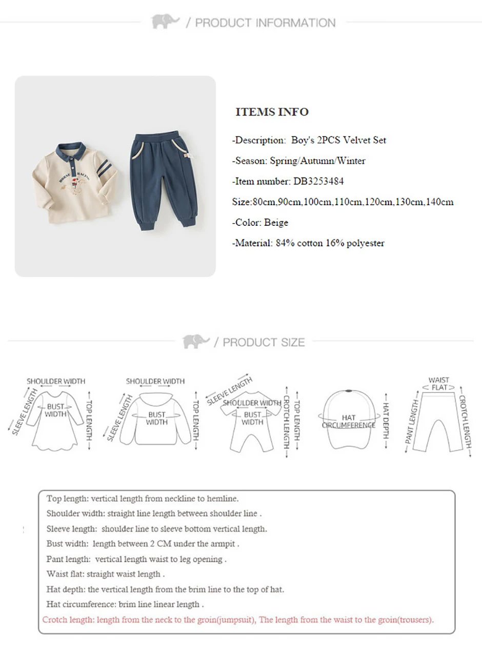 Dave Bella Children Autumn Spring Polo T-shirt Trousers Suits Boys Pullover+Pant 2Pcs Sets Costume Tracksuits Clothes DB3253484