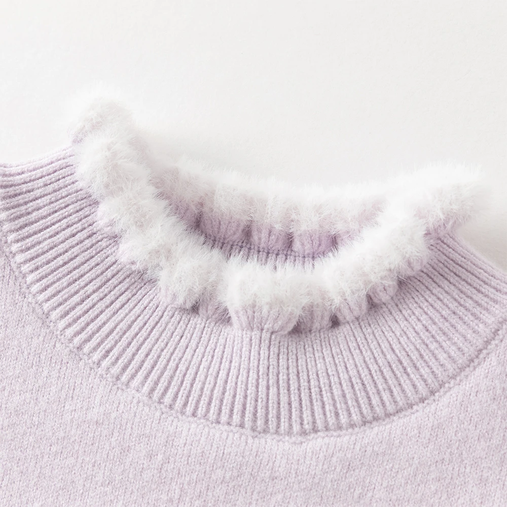 Dave Bella Girls Knitted Sweater Autumn Winter Warmth Children Plush Soft Pullover Fashion Top Outerwear Kids Clothing DB4253989