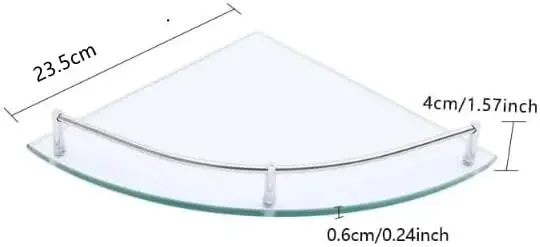 Glass Corner Shelf,23.5 x 23.5 cm,Wall Shelf for Bathroom, Shower Shelf, Bathroom,Glass Bathroom Shelf with 4mm ESG Safety Glass
