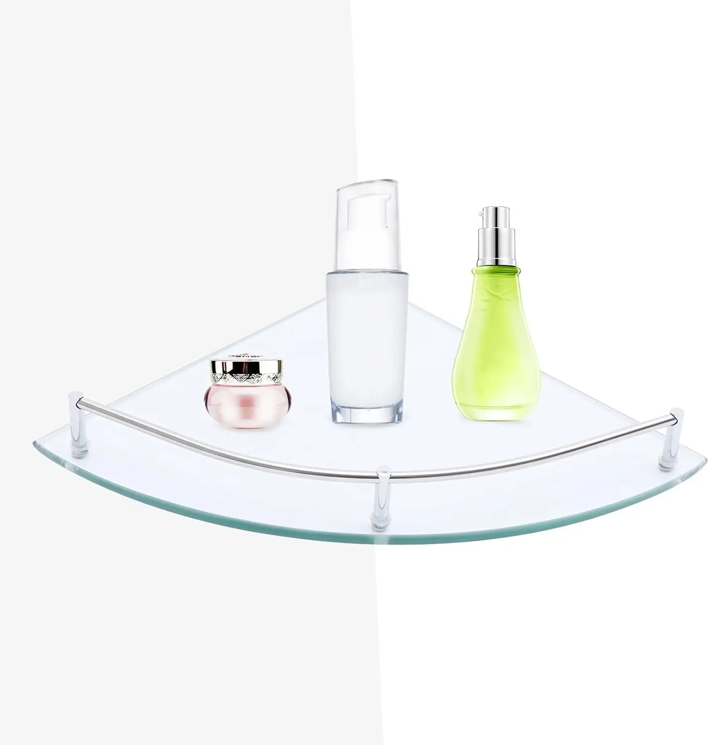 Glass Corner Shelf,23.5 x 23.5 cm,Wall Shelf for Bathroom, Shower Shelf, Bathroom,Glass Bathroom Shelf with 4mm ESG Safety Glass