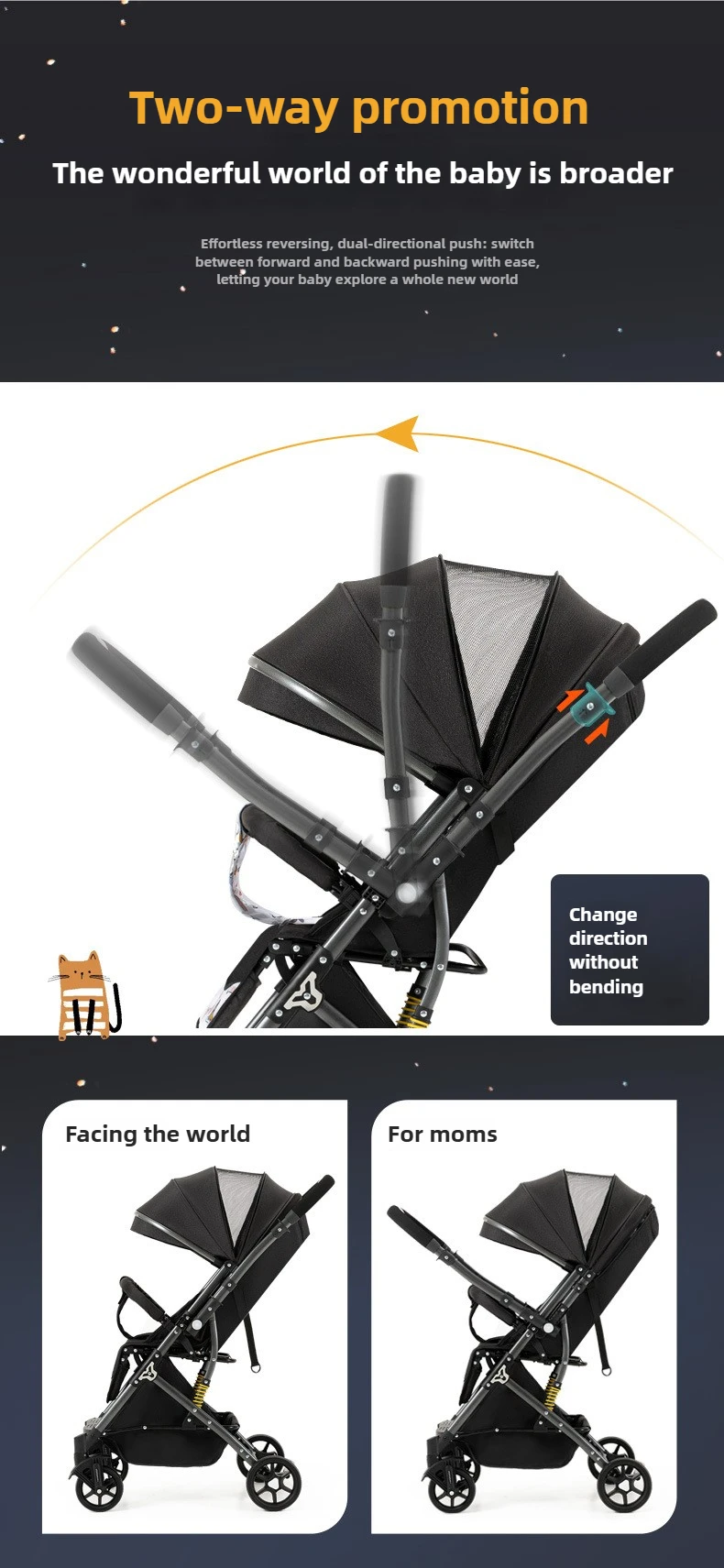 2026 New High-view Baby Stroller, Can Sit or Lie Down, One-button Easy Folding High-view Newborn Baby Umbrella Stroller