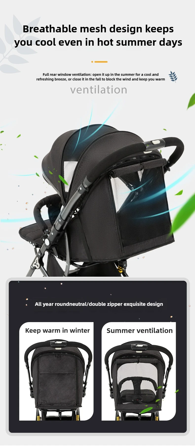 2026 New High-view Baby Stroller, Can Sit or Lie Down, One-button Easy Folding High-view Newborn Baby Umbrella Stroller