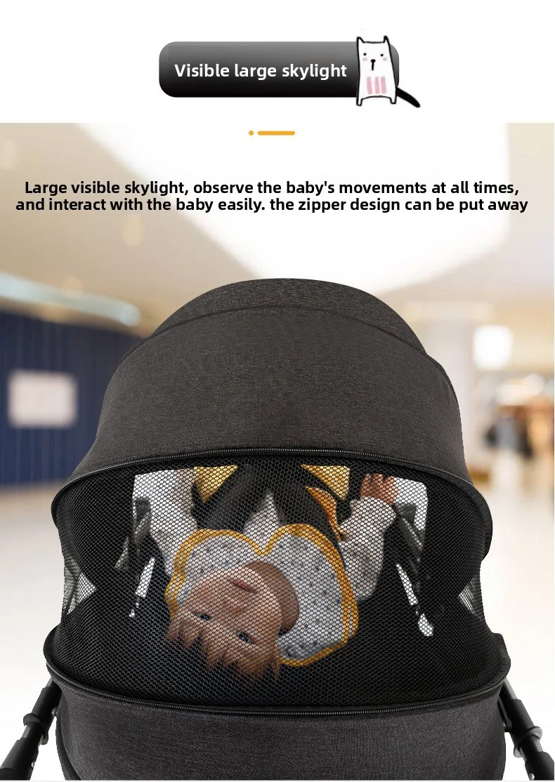 2026 New High-view Baby Stroller, Can Sit or Lie Down, One-button Easy Folding High-view Newborn Baby Umbrella Stroller