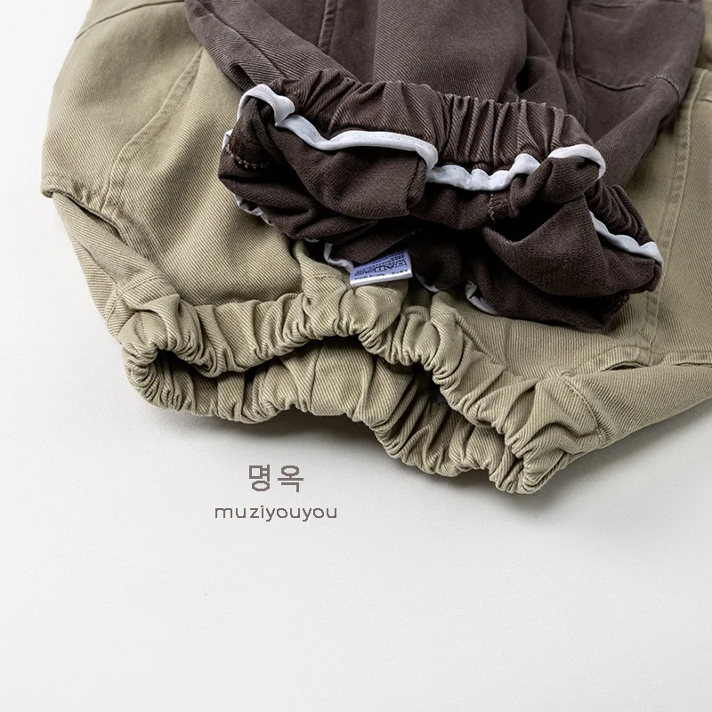 2026 Spring New Children Casual Pants Boys Girls Vintage Harem Pants Baby Loose Trousers Solid Toddler Pants Kids Clothes