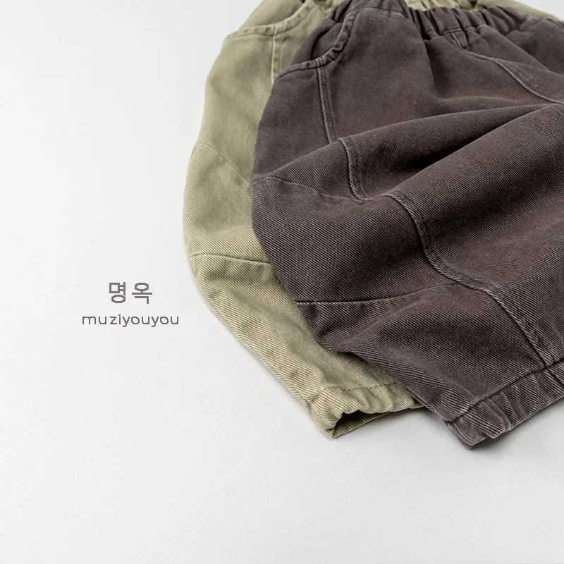 2026 Spring New Children Casual Pants Boys Girls Vintage Harem Pants Baby Loose Trousers Solid Toddler Pants Kids Clothes