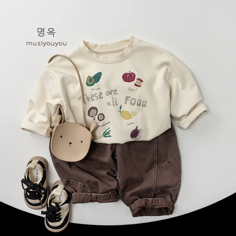 2026 Spring New Children Casual Pants Boys Girls Vintage Harem Pants Baby Loose Trousers Solid Toddler Pants Kids Clothes