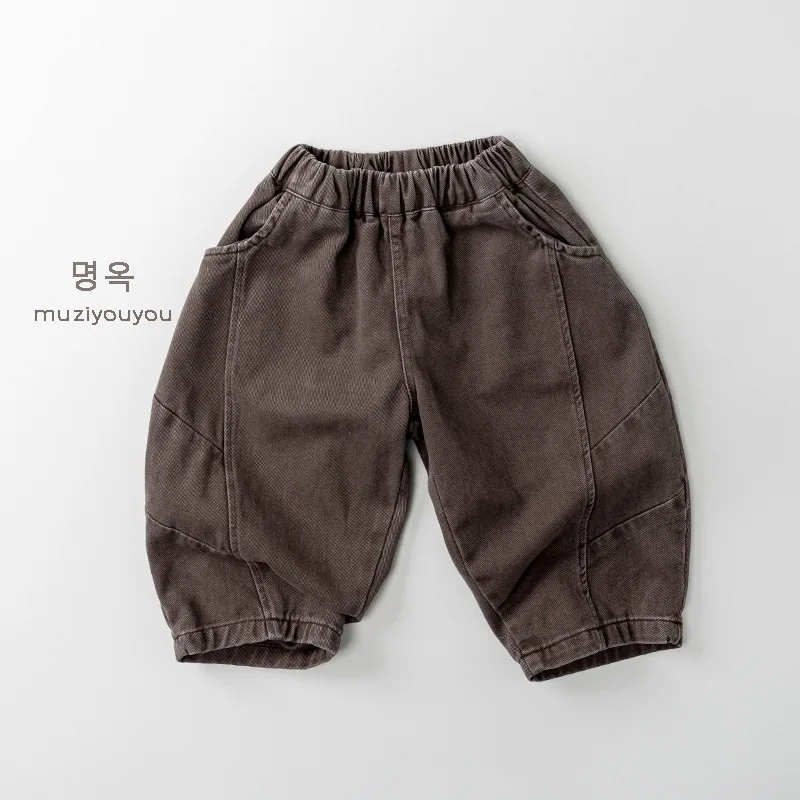 2026 Spring New Children Casual Pants Boys Girls Vintage Harem Pants Baby Loose Trousers Solid Toddler Pants Kids Clothes