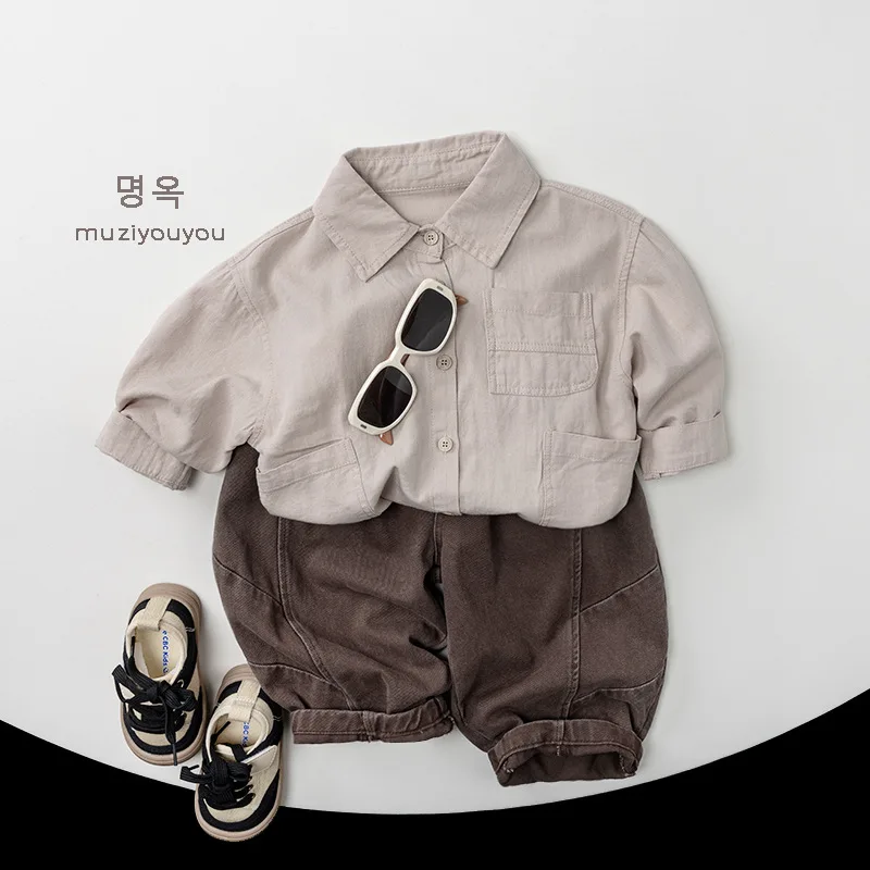 2026 Spring New Children Casual Pants Boys Girls Vintage Harem Pants Baby Loose Trousers Solid Toddler Pants Kids Clothes