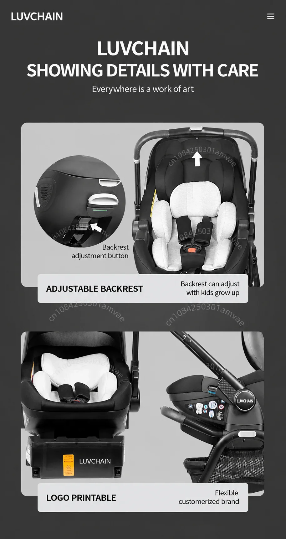 4in1 Baby Stroller, Children's Car Seat Luxurious Newborn Portable Lightweight Baby Carriage with ISOFIX Base