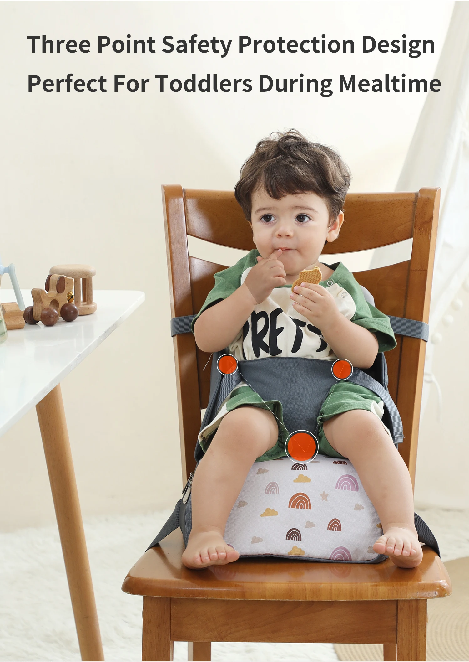 Fashion 2-IN-1 Seat Suit Multi-functional Anti-slip Booster Seat +Diaper Bag Portable Dining Chair Seat Cushion Convenient 1-3Y